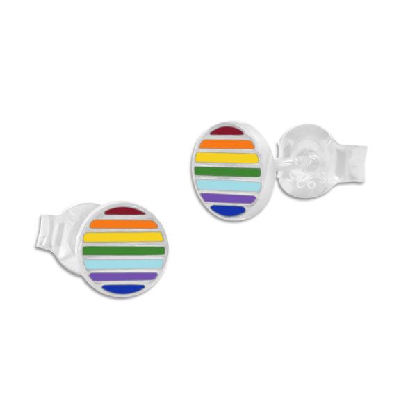 Regenbogen Ohrringe rund 5,5 mm 925 Silber Damen Herren Ohrstecker