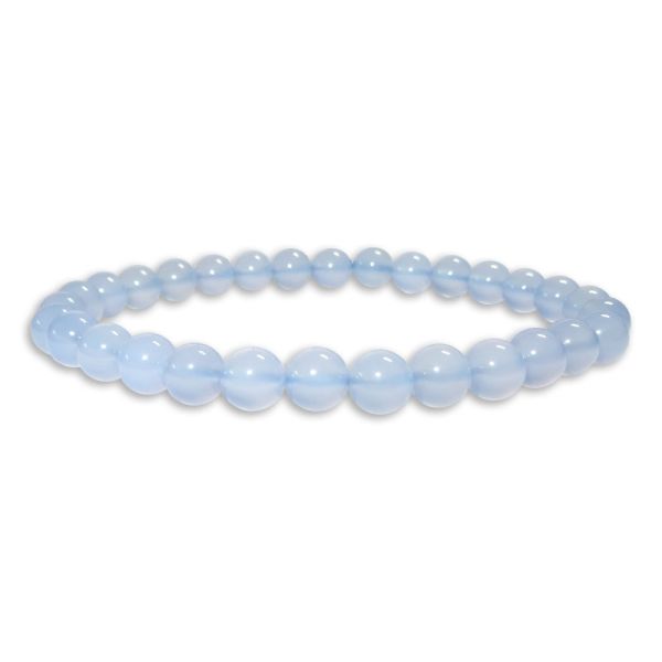 Chalcedon Kugel Armband durchsichtig-blau 6 mm 18,5 cm Edelsteine