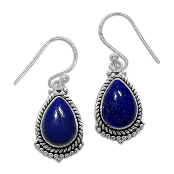 Lapislazuli Ohrringe Tropfen filigran 925 Silber Ohrhänger Lapis