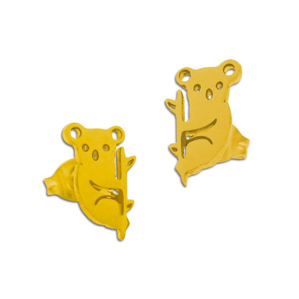 Edelstahl Ohrstecker Koala Ohrringe mit goldfarben Koalabären