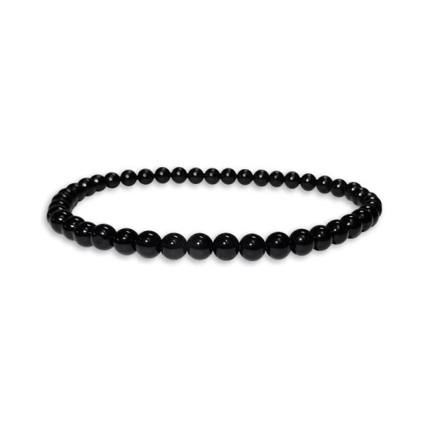 Kleines Kugel-Armband Onyx 4 mm 19 cm Edelstein Armband schwarz