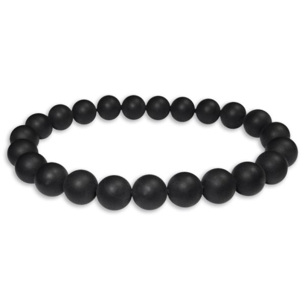 Kugelarmband Onyx matt 8 mm 19,5 cm schwarzes Armband für Damen Herren