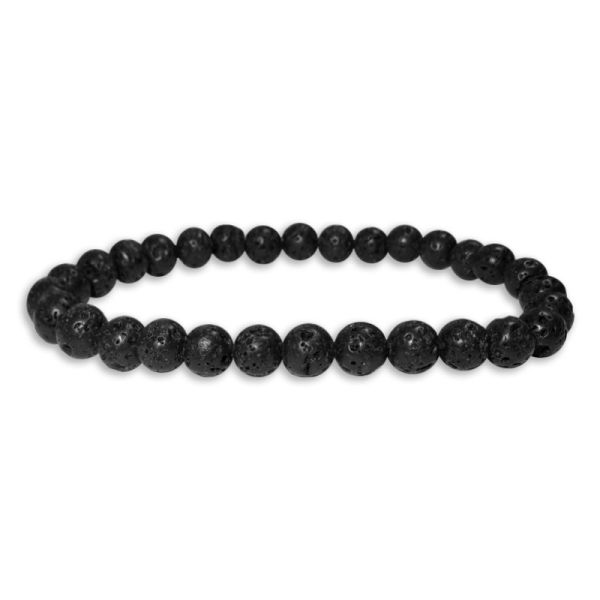 Lava Lavastein Kugel Armband 6 mm 19 cm Herren Damen Schmuck schwarz