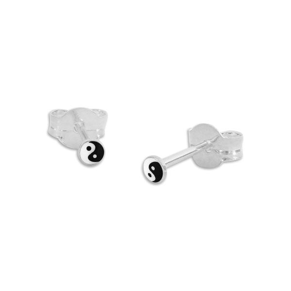 Mini Yin Yang Symbol Ohrstecker 2 mm 925 Silber Damen Ohrringe