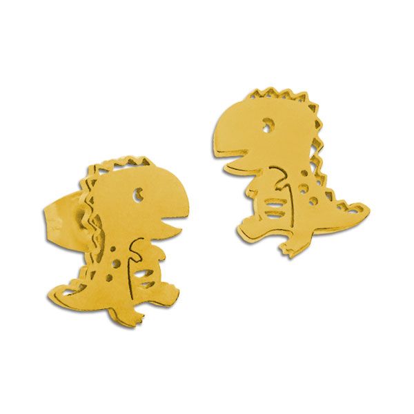 Edelstahl Ohrringe Dino Ohrstecker Dinosaurier goldfarben