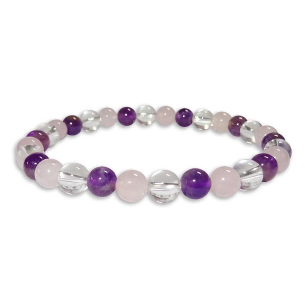 Amethyst Rosenquarz Bergkristall Kugel Armband 6-7 mm 19 cm