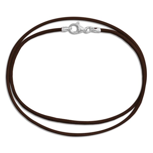 Lederband braun 50 cm mit 925 Silber Verschluss Kette Damen Herren