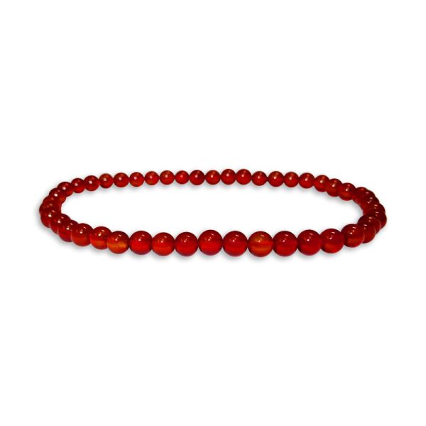 Kleines Kugel-Armband Karneol 4 mm 19 cm Edelstein Armband rote Steine