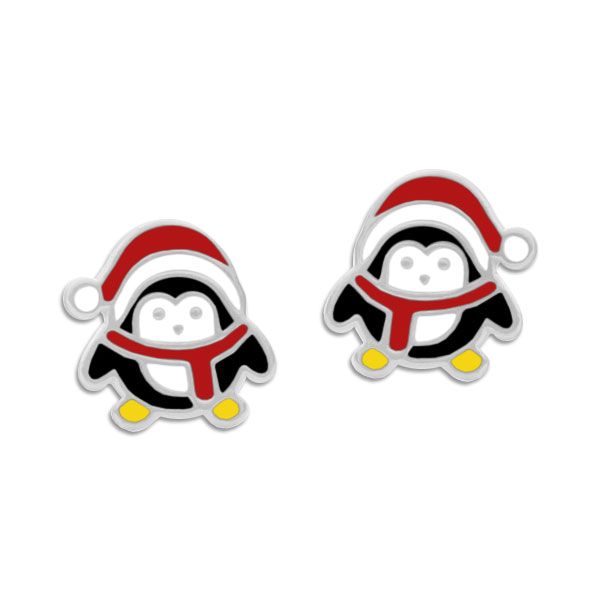 Ohrstecker Weihnachtspinguin 925 Silber Kinder Ohrringe mit Pinguin