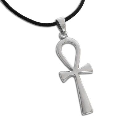 Ankh Kette 925 Silber ägyptischer Anhänger mit schwarzem Band